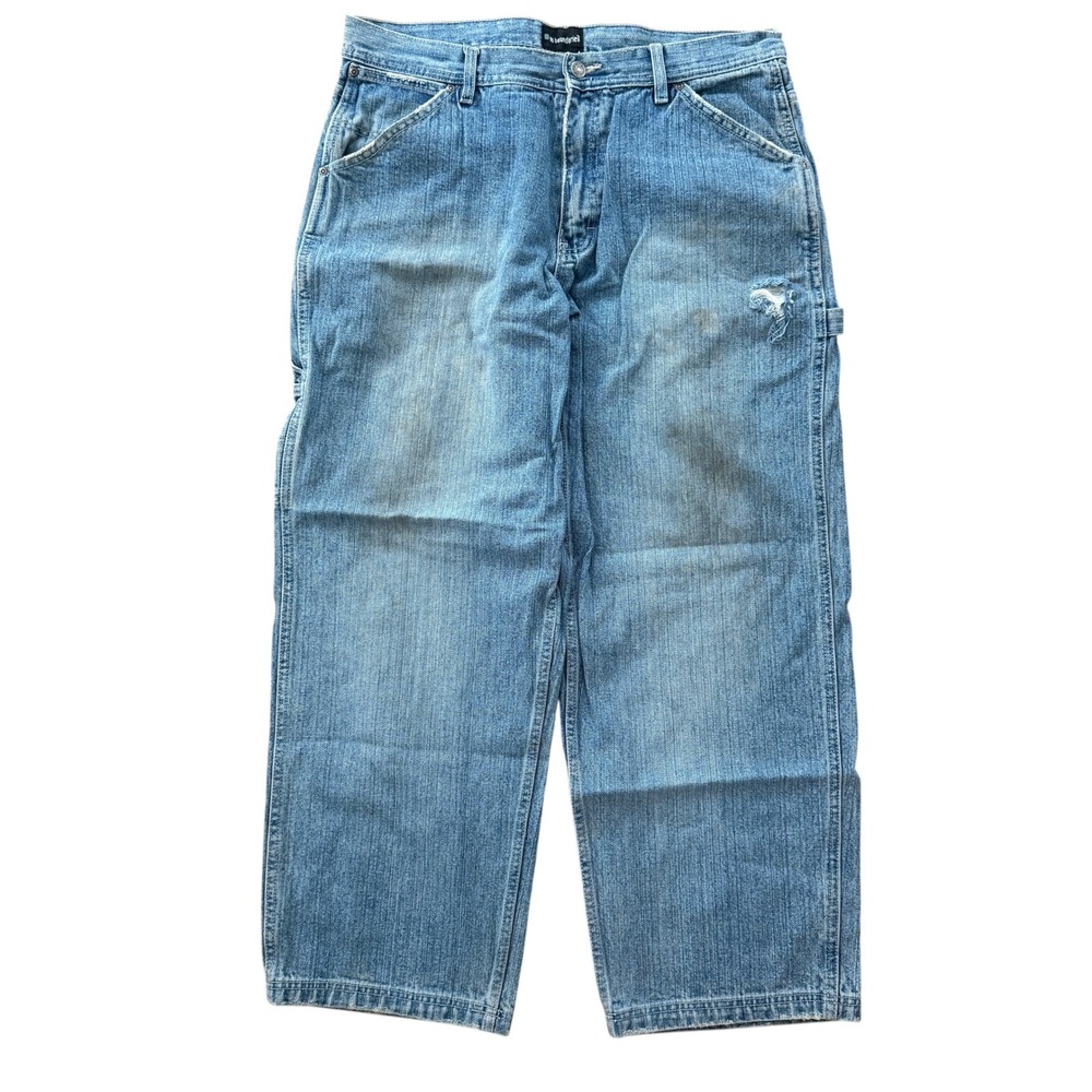No Boundaries Carpenter Jeans Baggy Y2K Skater Distressed 36x32 Medium Indigo